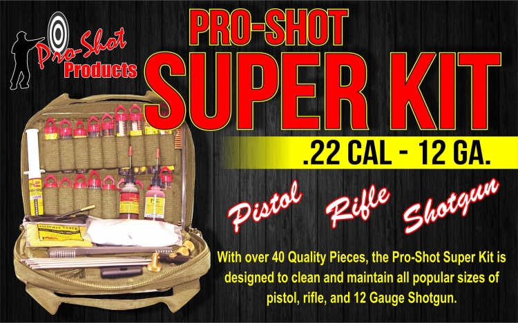 The new Pro Shot Super Kit for .22 to 12 Gauge calibers, from Pro Shot Products, one of the brands distributed by Waffen Ferkinghoff