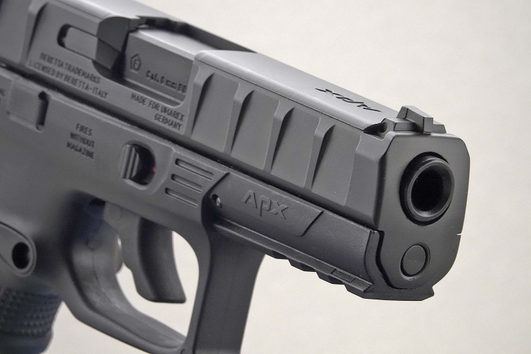 An engaging front view of the Beretta APX pistol