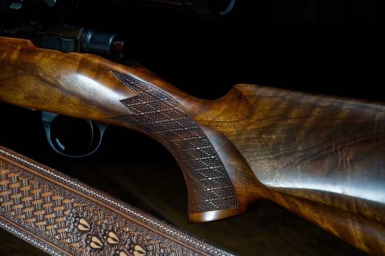 ... and so does the pistol grip. The wood grain is very beautiful