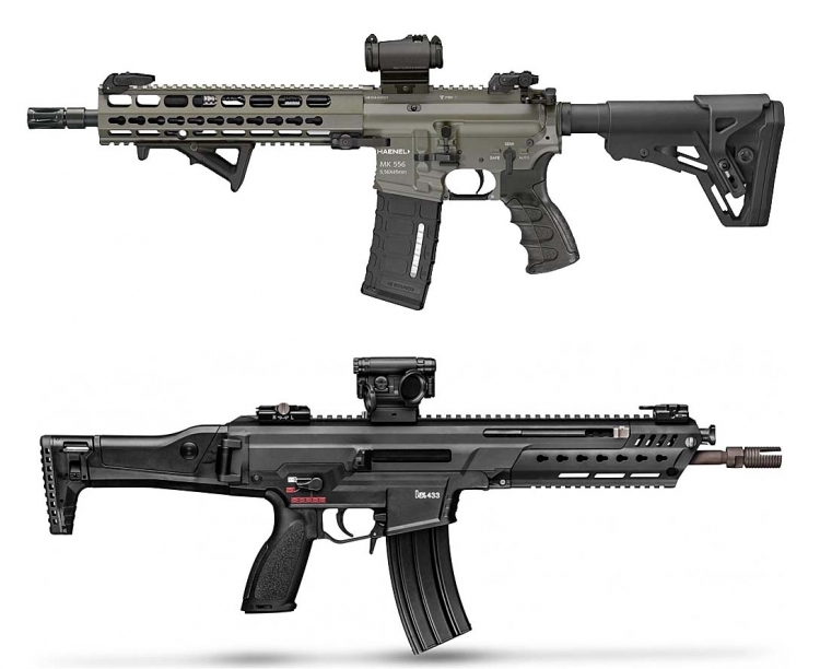 The Haenel MK 556 (top) and the Heckler & Koch HK-433 (bottom)