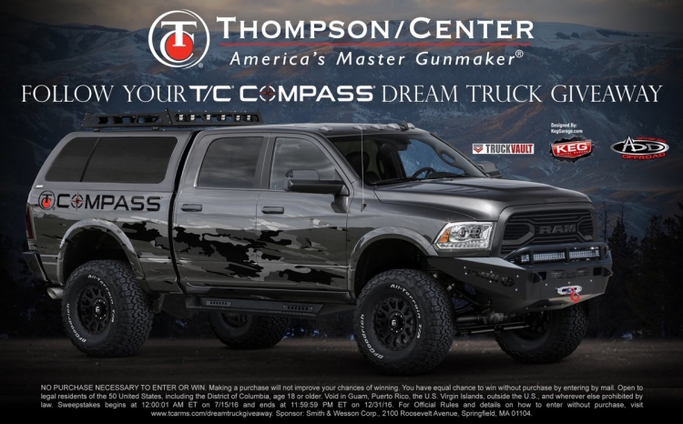 To celebrate the shipping of the T/C Compass rifle, Thompson/Center Arms is launching the “Follow Your Compass Dream Truck Giveaway” sweepstakes!