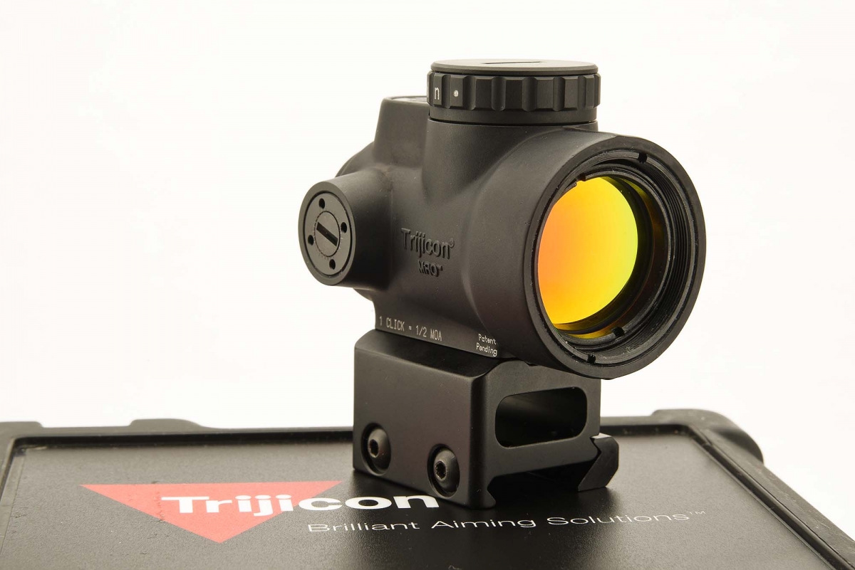 The Trijicon MRO miniature rifle optic is merely 66mm long, and weighs less than 180 grams