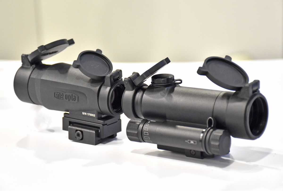 from left: the MEOPTA MeoMag magnifier and the MeoRed T Reflex Sight