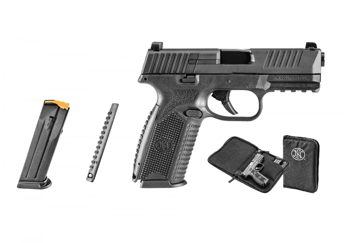 The FN 509 is sold in a soft pistol case with two interchangeable backstraps, two magazines, an owner’s manual and a locking device