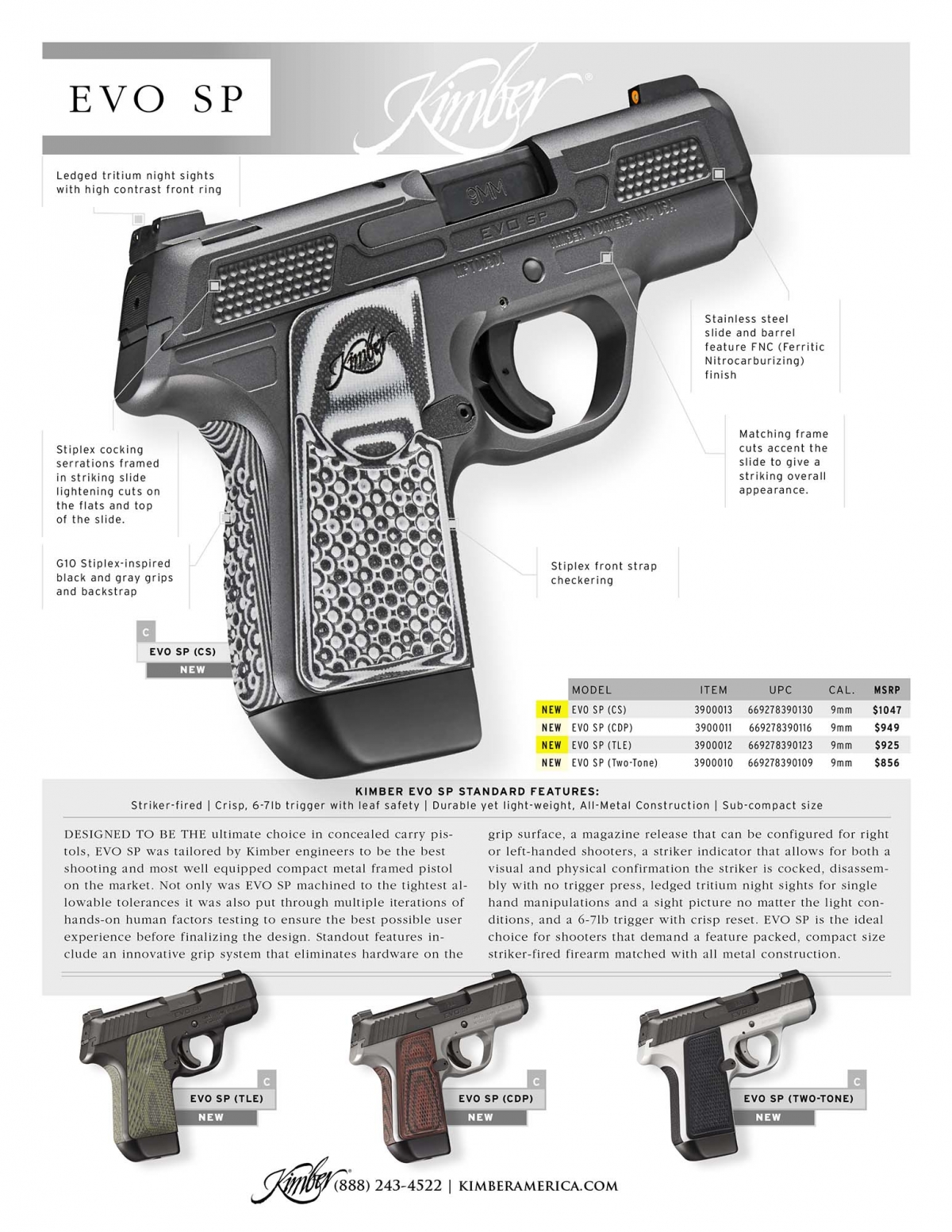 New Kimber EVO SP striker pistols