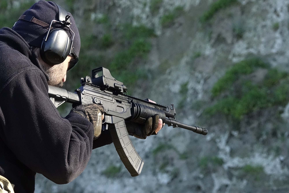 Another image of the IWI Galil rifle in action