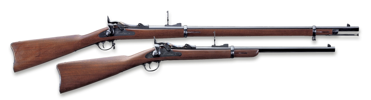 The Springfield "Trapdoor" 1873, in the two versions: infantry rifle and cavalry carbine