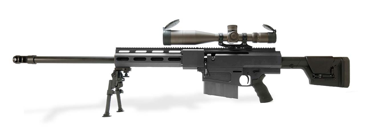 Bushmaster BA50 .50 BMG bolt-action rifle – left side, black version