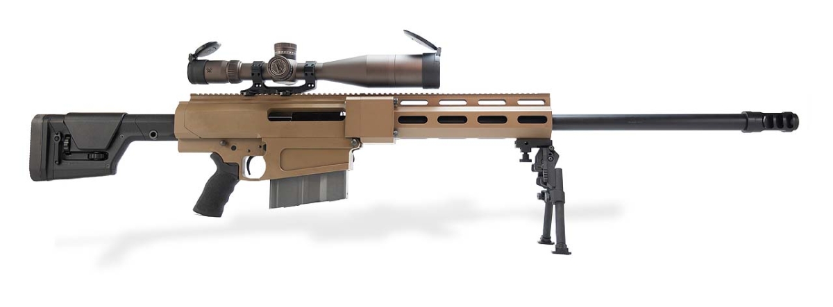 Bushmaster BA50 .50 BMG bolt-action rifle – right side, FDE version