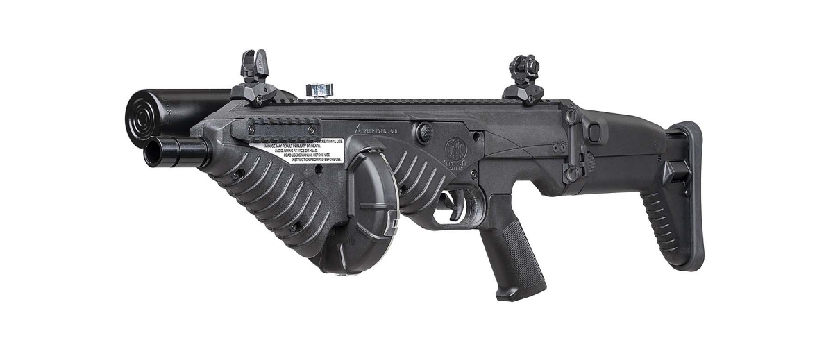 The new FN 303 Tactical is an upgraded version of the .68-caliber FN 303 less-lethal launcher, more compact, featuring a modular pistol grip and buttstock system