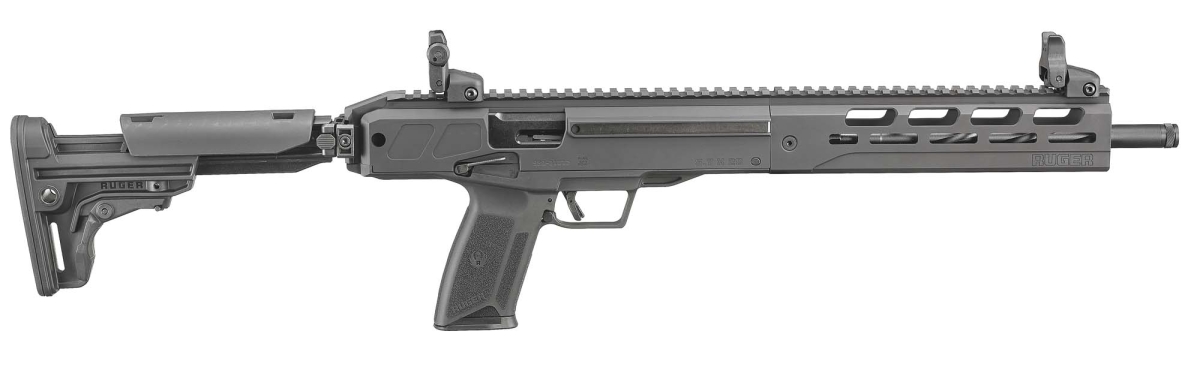 Ruger LC Carbine 5.7x28mm semi-automatic carbine – right side, with stock extended