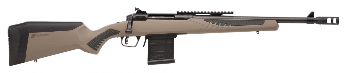 Among its features are a carbon steel barrel, a detachable flash hider, and a tang-mounted safety