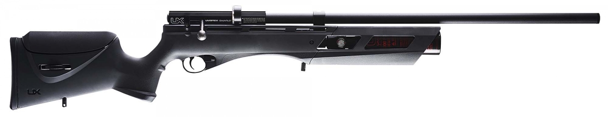 The new .25 caliber version of the Umarex Gauntlet air rifle, seen from the right side