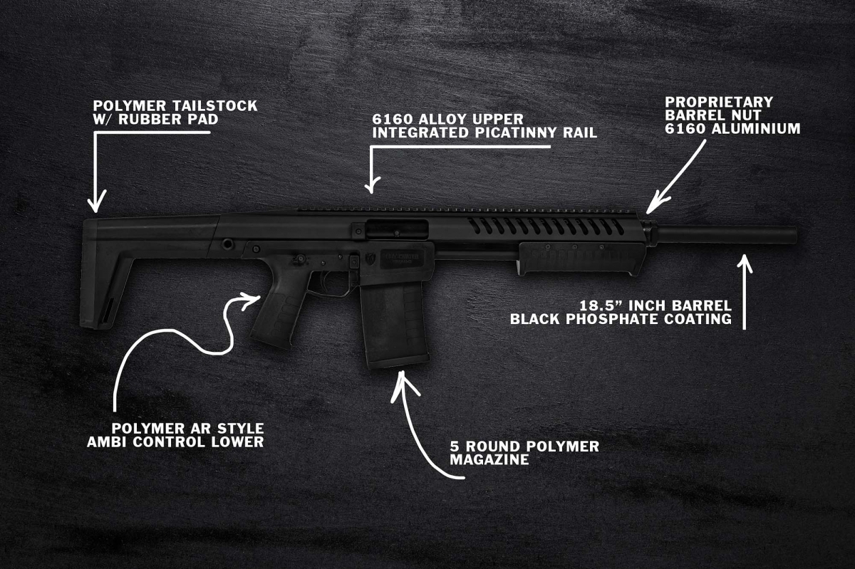 Alcune caratteristiche del fucile a pompa Blackwater Firearms Sentry 12