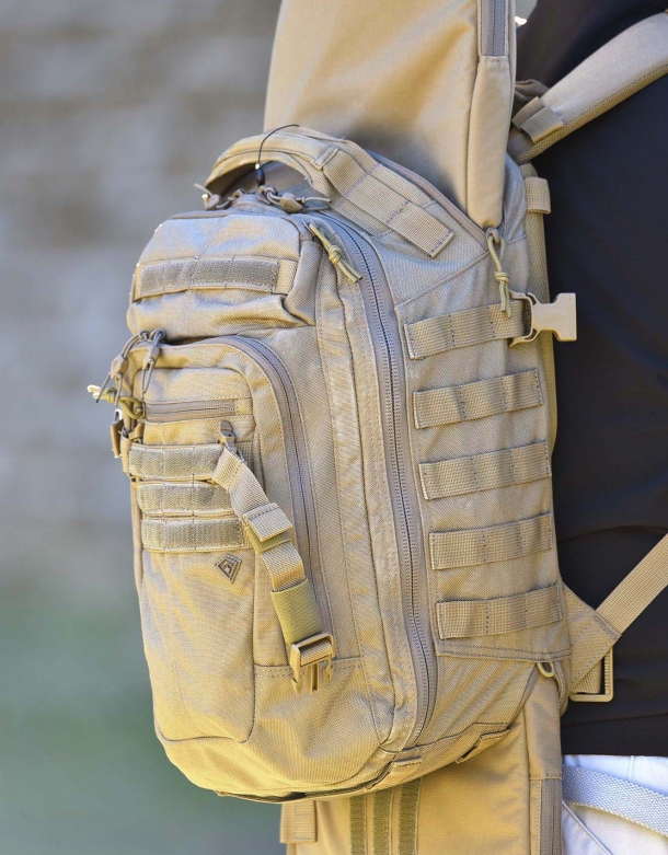 The First Tactical TACTIX Half-Day backpack with the 36" Rifle Sleeve in