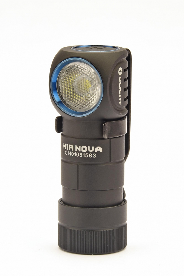 The 90-degrees bezel is a signature feature of the Olight H1R Nova flashlight