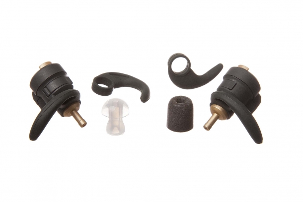 Each pair of Pro Ears Stealth Elite ear buds comes equipped with interchangeable sets of foam and silicon ear tips and rubber ear hooks of different sizes, leaving it to the user to find the perfect configuration. A three-part windshield technology uses software, dampening foam and an external shield element to reduce crackle and wind noise.