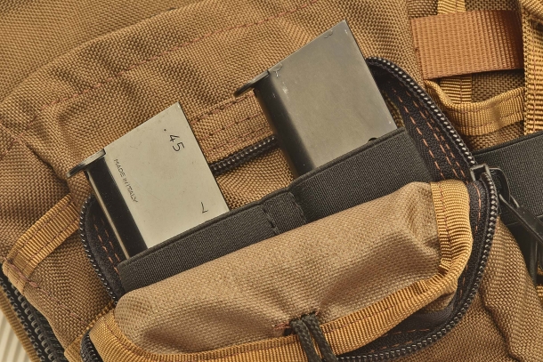 Magazine loops on one of the front pockets
