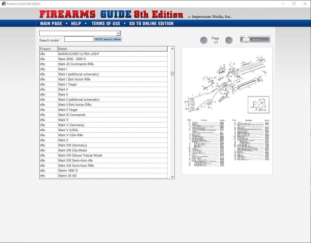 Un'altra caratteristica della Firearms Guide: gli esplosi tecnici
