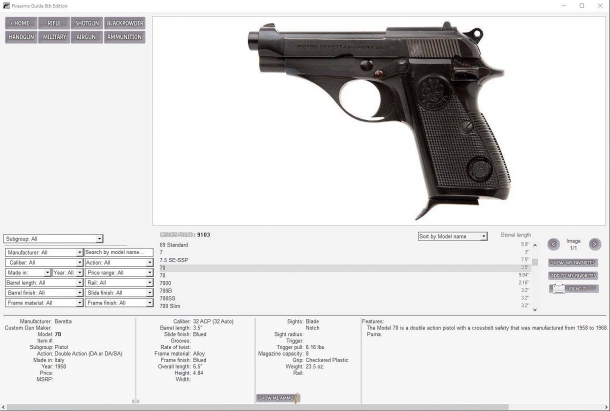The Firearms Guide also covers several popular out-of-production historical models from several prominent manufacturers