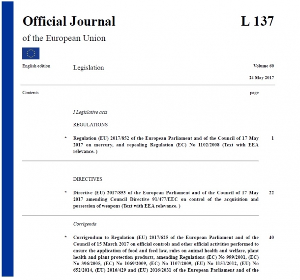 The new version of the European firearms directive has been published officially on May 24th