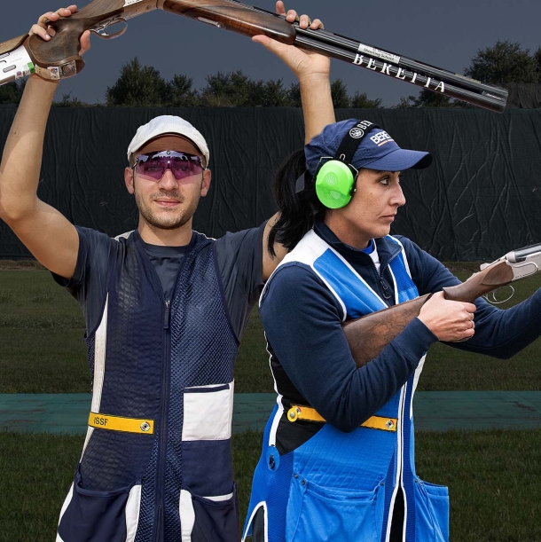 Diana Bacosi and Gabriele Rossetti (ITA), gold medal in Mixed Team Skeet