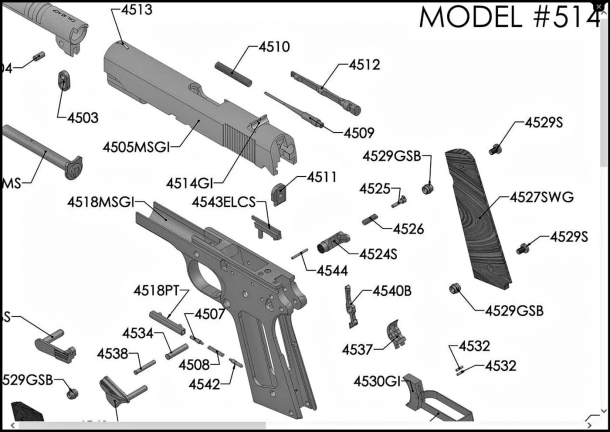 The Firearms Guide also includes guns exploded views