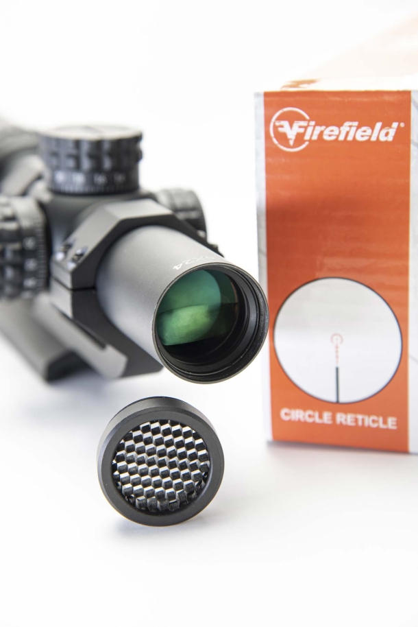 FireField Rapidstrike 1-6x24 riflescope Included accessories: a honeycomb front lens filter to reduce glare