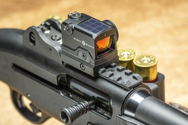 The Sightmark Mini Shot M-Spec M2 Solar on a Beretta 1301 Tactical shotgun