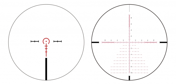 The two reticles used on the Sightmark Citadel rifle scopes