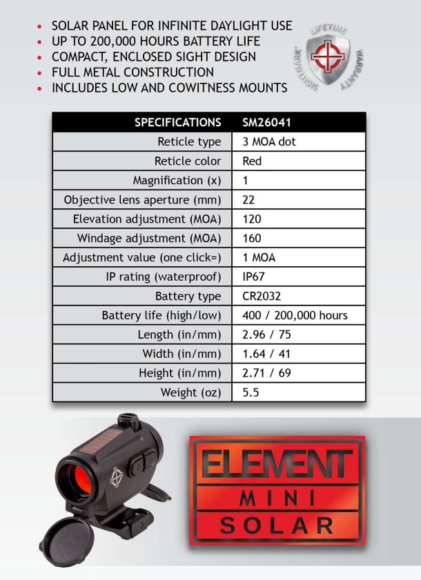 Sightmark MTS Mini Solar, il micro red dot a energia solare
