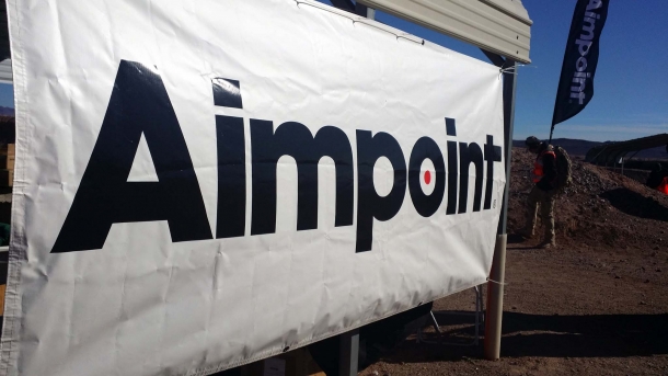 A caption of the Aimpoint stand at the 2017 Industry Day at the Range, where the Micro S-1 was available for testing