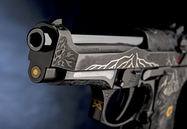 A frontal view of the Beretta 98FS Demon
