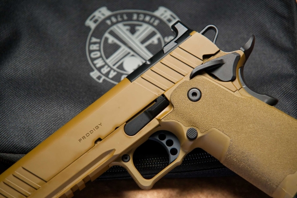 I comandi sono quelli classici 1911, con leva della sicura maggiorata. Il pulsante sgancio caricatore è standard, come opportuno su un'arma da difesa.