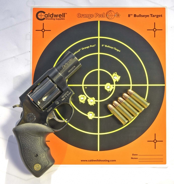 A five-shots, rapid-fire group at 2 meters