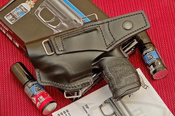 The Walther PDP holster can be carried on a belt or adapted for shoulder or vest carry