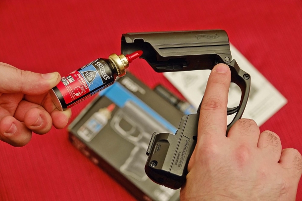...and a pepper spray cartridge just slides in: it's that simple