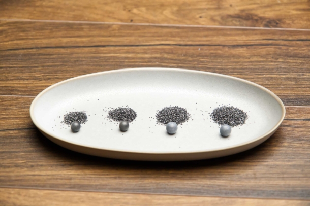 Powder charge comparison, left to right: .36 target load (13 grains), .36 full load (21 grains), .44 Army full load (30 grains), Dragoon and Walker full load (50 grains).