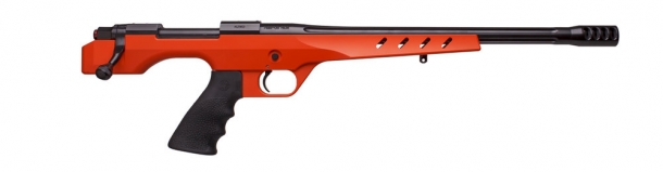 La pistola monocolpo Nosler M48 NCH, con fusto in versione Cerakote arancione