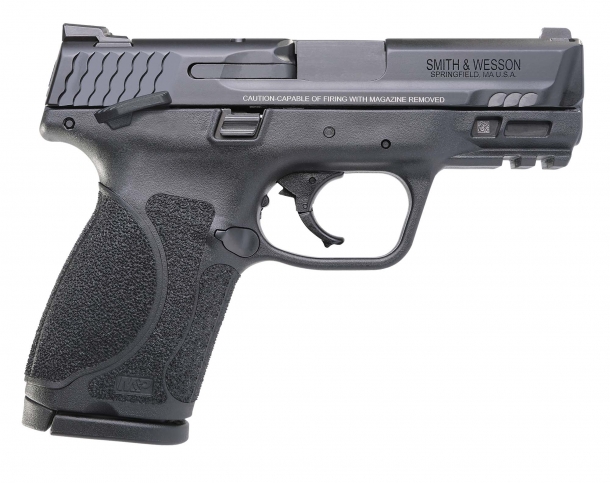 The Smith & Wesson M&P M2.0™ 3.6" Compact pistols are also available with an ambidextrous manual frame-mounted thumb safety