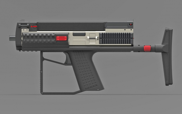 The Bullpup Pistol TSE with a collapsible stock
