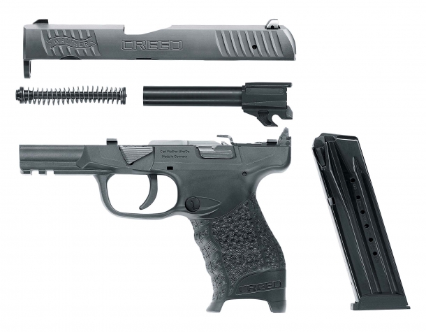 Walther's new Creed pistol, field-stripped