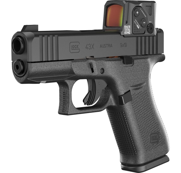 Glock 43X pistol with Aimpoint COA red dot sight