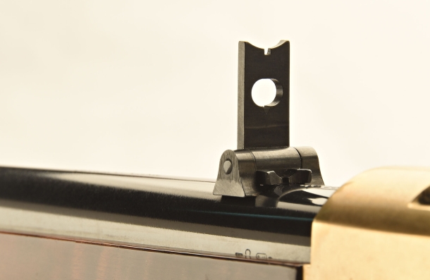 Uberti Winchester 1866 "Yellowboy": 150 years for a legendary rifle The folding leaf rear sight, rised