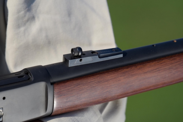 The Skinner rear ghost sight, from which this Chiappa specific rifle model takes its name