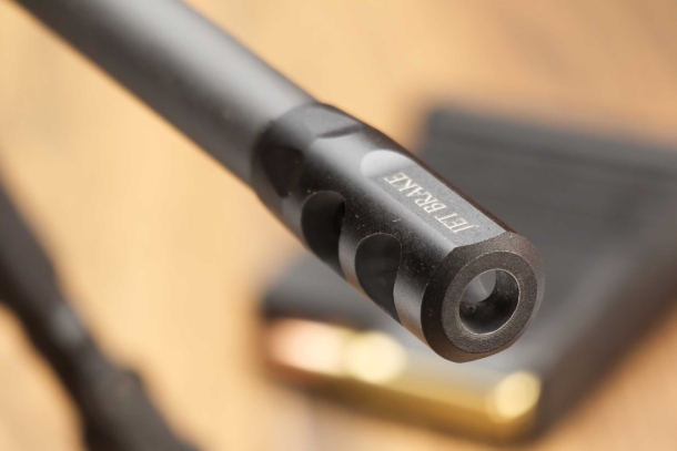 The barrel comes from the factory with Sabatti's "Jet Brake" muzzle brake