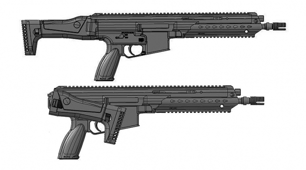 CAD drawing of the HK433 assault rifle