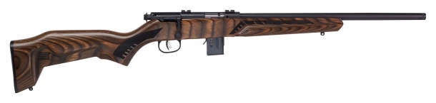 Savage Arms 93R17 Minimalist rifle, brown stock, right side