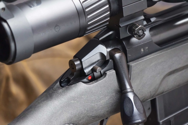 2 positions safety disengaged: the rifle fires and the bolt can be operated freely
