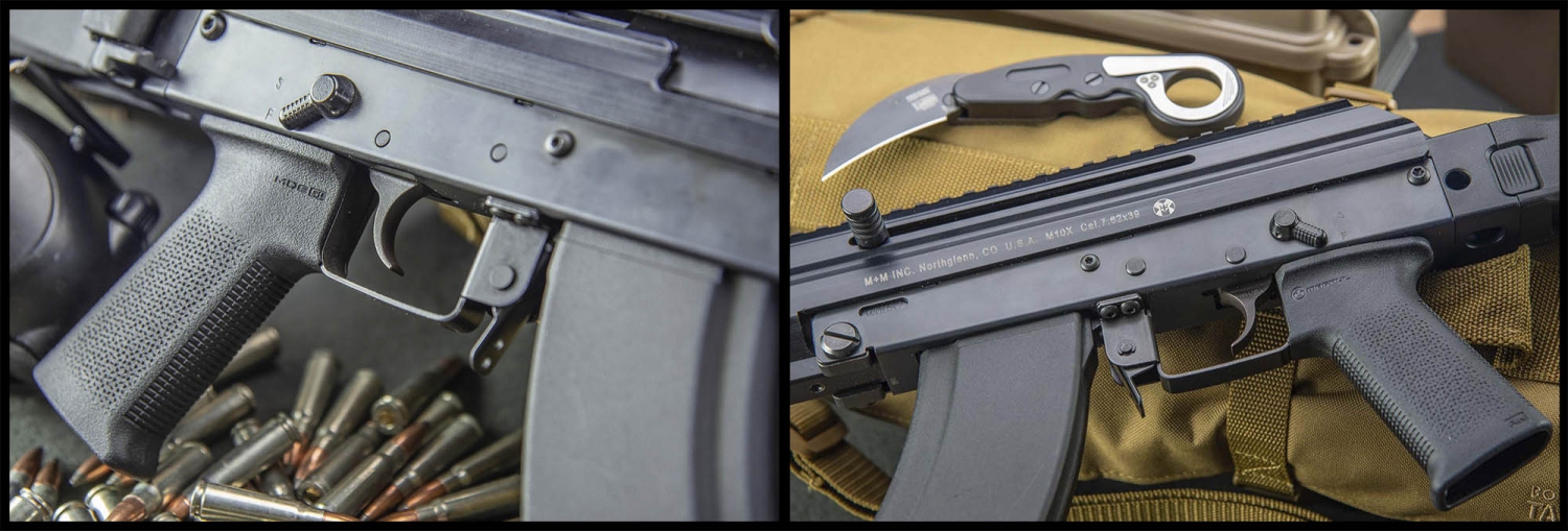Side views of the receiver: above the grip you see the manual safety lever